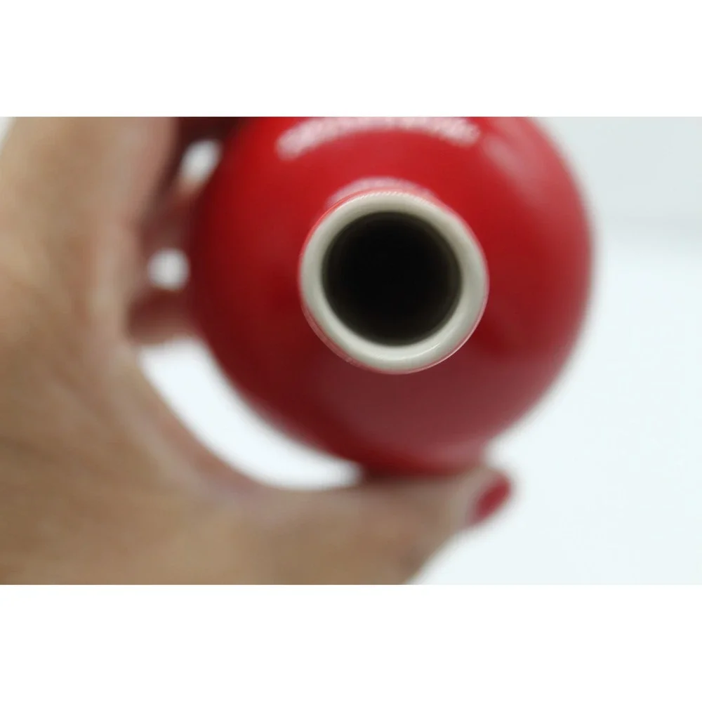 Vtg MCM Collectible Asahi Japan Vibrant Red Glazed Ceramic Bud Vase